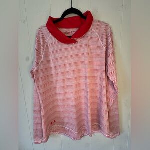 Under Armour Red and White Striped Athletic Top
